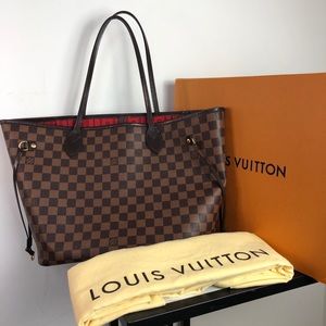 Louis Vuitton Damier Ebene Neverfull Cherry MM Bag
